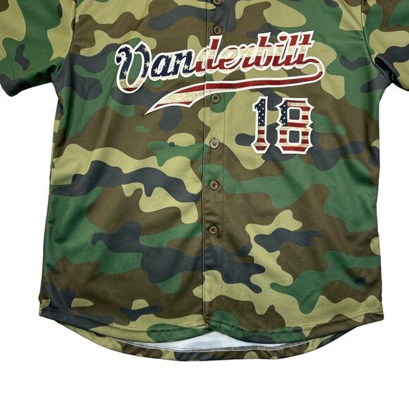 Vanderbilt Men's Camouflage American Flag Embroidered Baseball Jersey - Picture 4 of 9